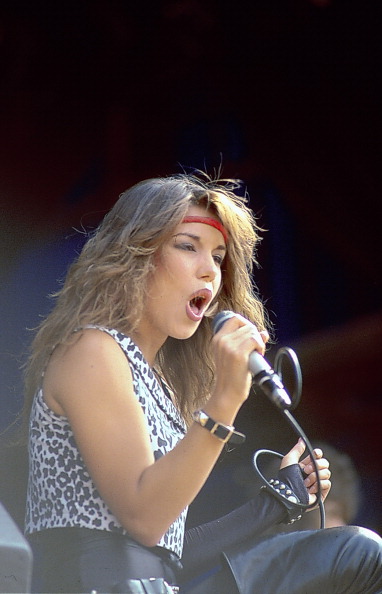 Lee Aaron on stage at the Reading Festival 1983