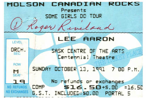 Ticket from Regina 1991